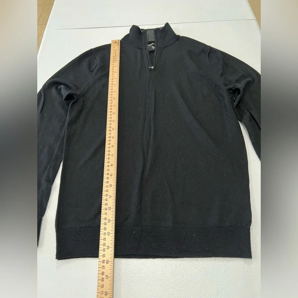 Nordstrom Men's Black 1/4 Zip-Up Sweater 100% merino wool black  M